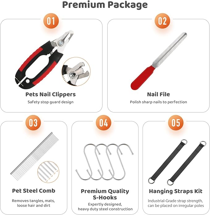 Guzekier Pet Dog Grooming Hammock Harness for Cats & Dogs, Dog Sling for Grooming, Dog Hammock Restraint Bag with Nail Clippers/Trimmer, Nail File, Pet Comb,Ear/Eye Care