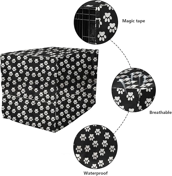 Dog Crate Cover for Wire Crates, Fits Most 36" inch Dog Crates. Easy to Put On, Take Off, and Adjust - Cover only - Black-36 Inch