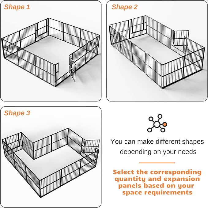 Dog Playpen - 32" Height Dog Pen, Heavy Duty Puppy Pen with Door, Safe & Sturdy, Easy Assemble for Indoor/Outdoor Pet Playpen (6 Panels with Door, Grey)