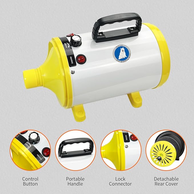 Dog Dryer,Dog Blow Dryer,Dog Hair Dryer,Dog Blow Dryer for Grooming,Dog Hair Dryer Blower for Grooming(Blue) (White Yellow)