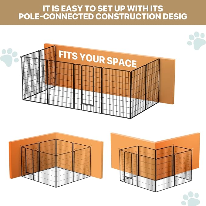 MoNiBloom Dog Playpen Outdoor, 47" Height 8 Panels Heavy Duty Metal Dogs Pen for Large/Medium/Small Animals Pet Exercise Pen for RV Camping Yard