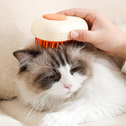 Cat Steam Brush,Self Cleaning Steam Brush for Cats Dogs, 3 In1 Steamy Brush for Pets Steamer Brush, Pet Brush for Removing Tangled and Loosse Hair (Beige)
