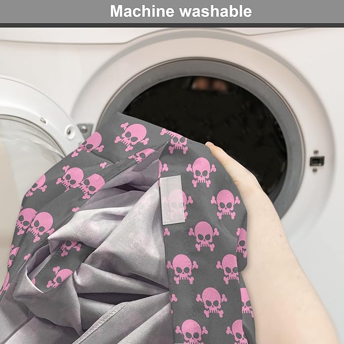 Lunarable Skull Dog Crate Cover, Vivid Pirate on Pale Background Head of a Skeleton and Bones Halloween Themed, Easy to Use Pet Kennel Cover for Cats & Medium Dogs, 30 Inch, Pink Taupe