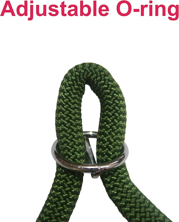 Braided Rope Collar, Pro Training Dog Collar, No Pull Round Martingale Collar, Slip Collar with Slidable Stop Ring - Ideal for Large Dogs (L(1/2") - 22" Long, Dark Green)