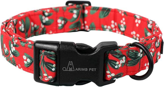 ARING PET Christmas Dog Collar Cute Red Dog Collar, Adjustable Cotton Christmas Small Dog Collars Puppy Collar for Small Medium Large Dogs