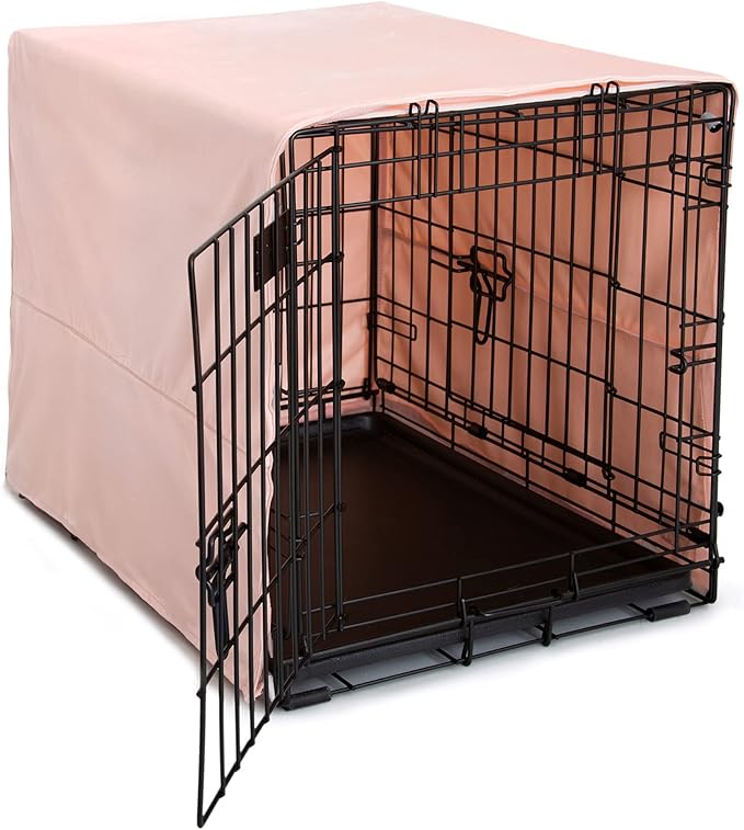 Pet Dreams Dog Crate Cover - Breathable Fabric Kennel Topper for Single-Door Crates, Fits iCrate Dog Cages 18, 24, 30, 36, 42, 48 Inches (Medium Dusty Pink 30")