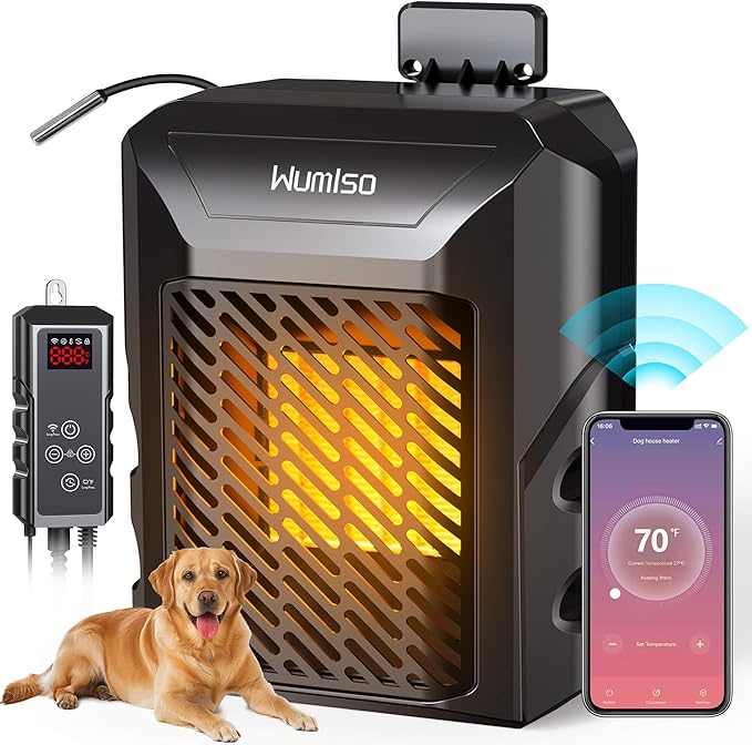 Dog House Heater with Thermostat APP WIFI Control,500W Dog House Heaters for Outside Doghouse Kennel, Outdoor Pet House Heater For Winter Outdoor, Safe Electric Heater,Adjustable Temp Timer