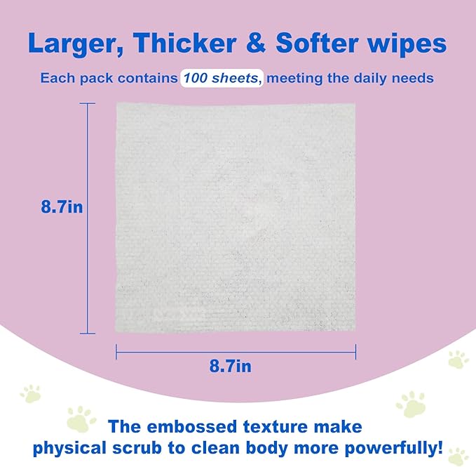 DR.EASY Lavender 200ct Scent Pet Wipes for Dogs and Cats，Ears, Face, Butt, Body and Eye –Convenient, Nature，Home or Travel，Best Pet Supplies