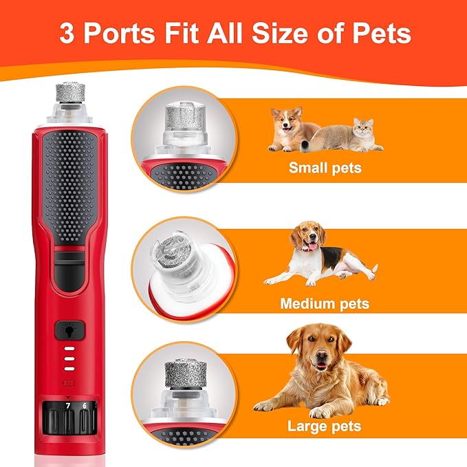 7-Speed Dog Nail Grinder & Dog Nail Trimmers for Large Medium Small Dogs Cats Pets Claw Trimmer Quick Sensor and Safety Guard Type-C Rechargeable with 360° LED Lights Pet Nail Trimmer