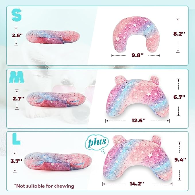 Pet Pillow for Dogs, Glow in The Dark Soft Dog Neck Pillow, U-Shaped Pillow for Cat and Dog, Machine Washable Pet Calming Toy, Joint Relief Sleeping Improve for Pets (Pink, M)