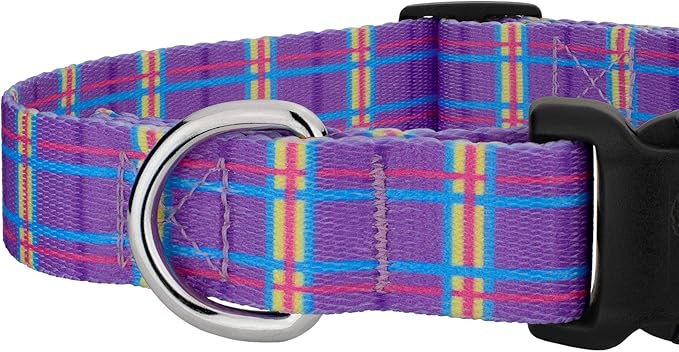 Country Brook Petz - Deluxe Grape Plaid Dog Collar - Made in The U.S.A. - Plaid and Argyle Collection Featuring Charming Designs (1/2 Inch, Extra Small)