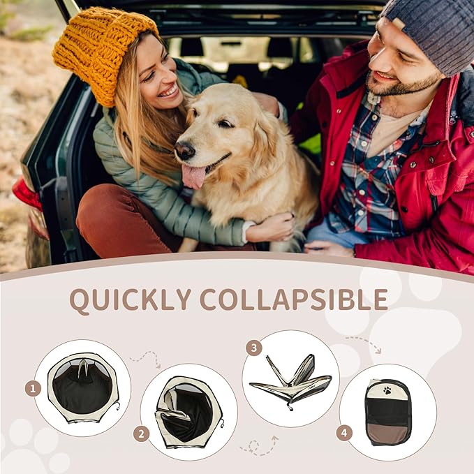 Pet Cat Playpen for Indoor Cats Enclosed, Portable Foldable Dog Playpen Outdoor with Zipper Top Cover Door for Dogs, Cats, Small Animals