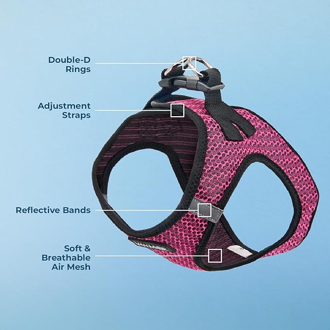 Voyager Step-in Air Dog Harness - All Weather Mesh, Reflective, No Pull Harness for Small, Medium Dogs, Cats - Secure with Hook & Loop Fastener, Buckle, Double D-Rings - Fuchsia 2-Tone, XS
