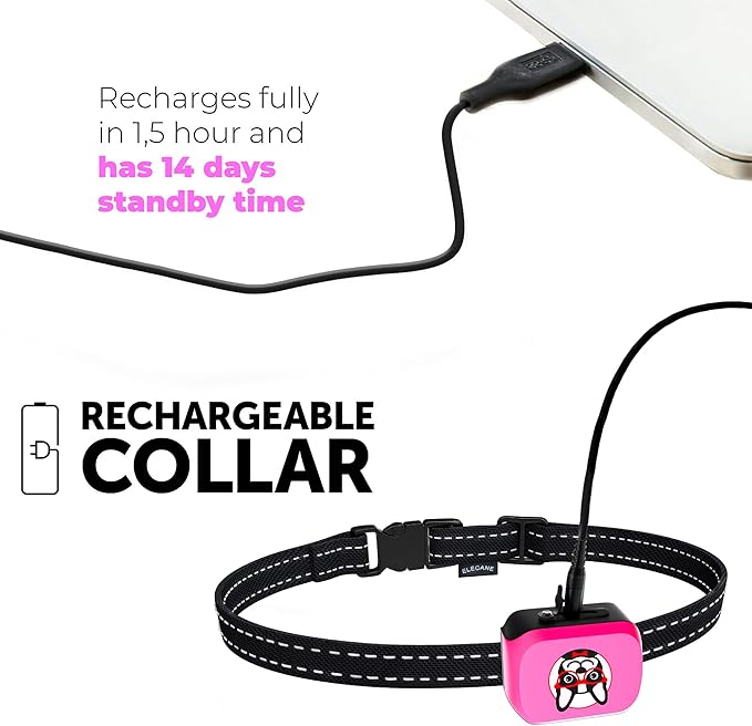 Small Dog Bark Collar Rechargeable - Smallest Bark Collar for Small Dogs 5-15lbs - Most Humane Stop Barking Collar - Dog Training No Shock Anti Bark Collar - Pet Bark Control Device (Pink)