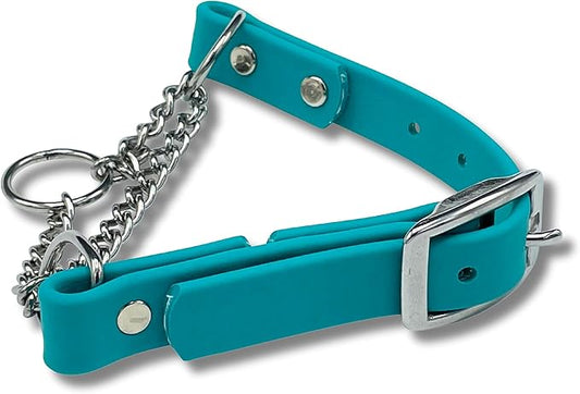 Martingale Collar for Dogs, Biothane, Stainless Steel Hardware, No Pull, Made in The USA, Professional Grade, Large, Teal