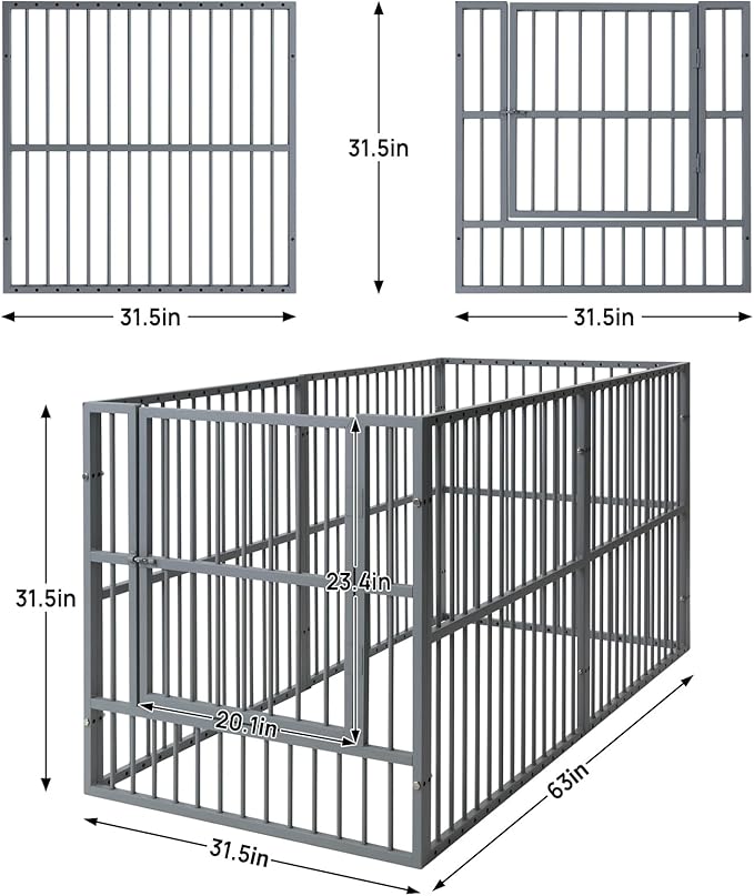 Dog Playpen - 32" Height Dog Pen, Heavy Duty Puppy Pen with Door, Safe & Sturdy, Easy Assemble for Indoor/Outdoor Pet Playpen (6 Panels with Door, Charcoal Gray)