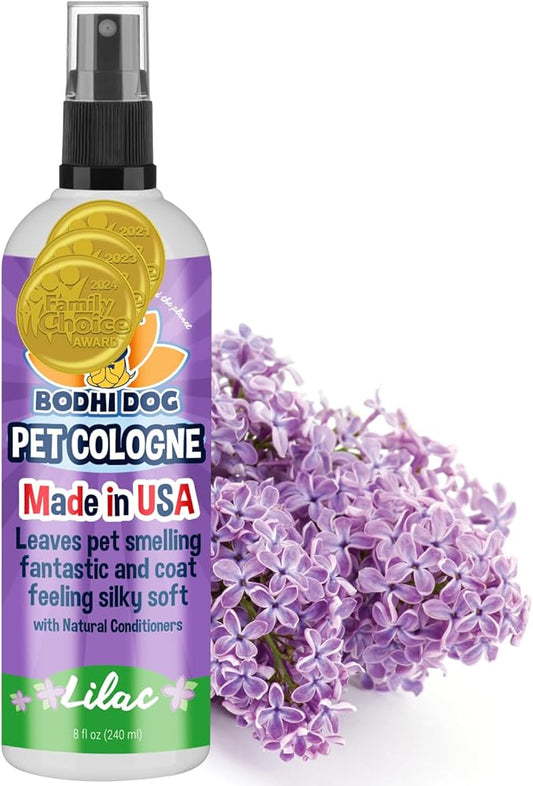 Bodhi Dog Natural Dog Cologne (Lilac) - Premium Scented Deodorizing Pet Perfume with Conditioner for Dogs & Cats - Keeps Pets Fresh & Clean - Gentle and Safe Formula, Made in USA (8 Fl Oz)