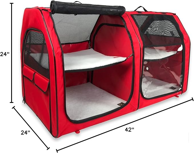 Cat Show House Portable Dog Kennel (Shelter) Red/Cream/Tan