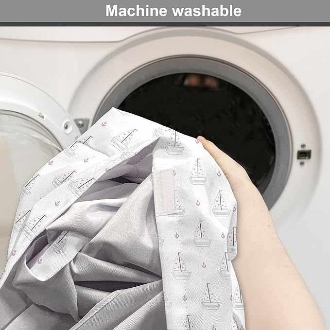 Lunarable Sail Boat Dog Crate Cover, Heart Patterned Sail with Anchor Ships Transportation Nautical, Easy to Use Pet Kennel Cover for Small Dogs Puppies Kittens, 22 Inch, Blush Black White