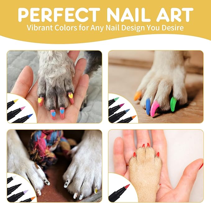 Dog Nail Polish Pens Quick Dry,12 Colors Pet Nail Polish Kit for Dogs,Cats or Birds,Dog Safe Nail Polish and Easy to Apply,Nail Polish Pens for Dogs, Christmas Dog Nail Polish,Ideal Gifts for Dog