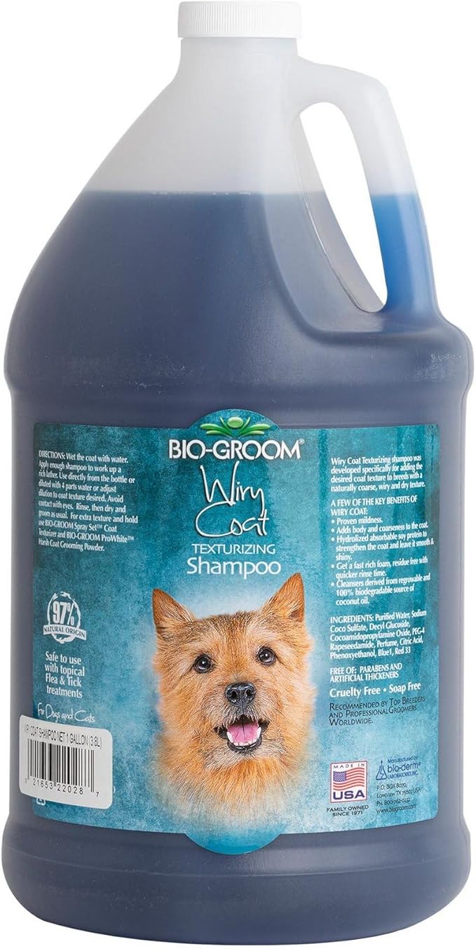 Bio-Groom Wiry Coat Dog Shampoo - Tearless, Dog Bathing Supplies, Puppy Wash, Cat & Dog Grooming Supplies, Cruelty-Free, Made in USA, Texturizing Shampoo, Dog Products - 1 Gallon