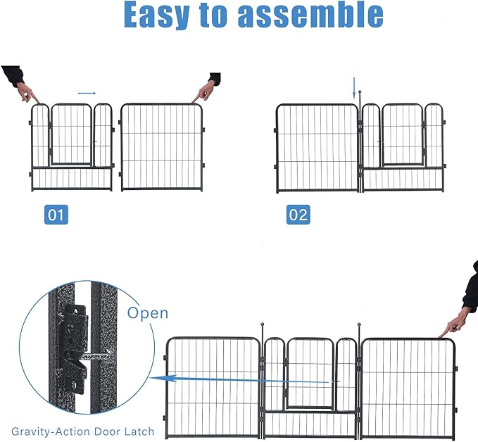 Dog Playpen, Dog Fences for The Yard, Portable Outdoor Dog Playpen for Large/Medium/Small Dogs, Foldable Metal Dog playpen, with Doors (8 Panels, 24")
