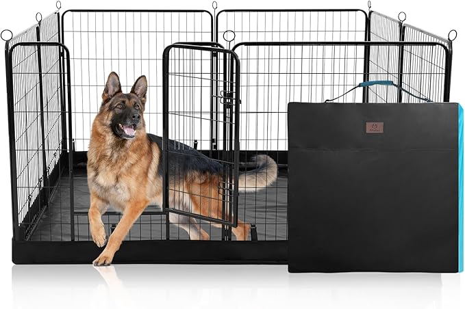 PJYuCien Dog Playpen Plus Storage Bag，32" H 8 Panels Puppy Pen with Square Bottom,Heavy Duty Dog Fence for Puppies/Small Dogs
