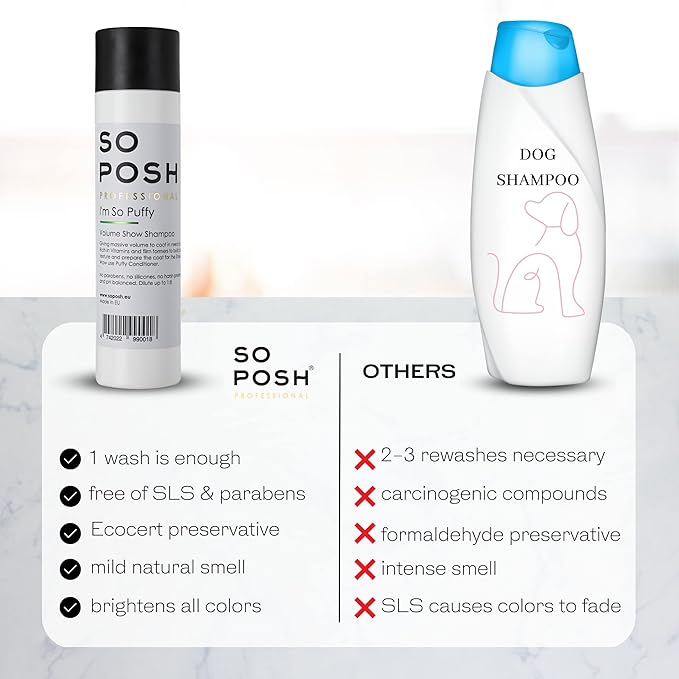 So Posh I’m So Puffy Dog Shampoo - with Keratin & Vitamins, Perfect for Poodles & Bichons, Extreme Volume for Show Days, Sulfate & Paraben Free, 1:8 Concentrate. 8.4 Oz