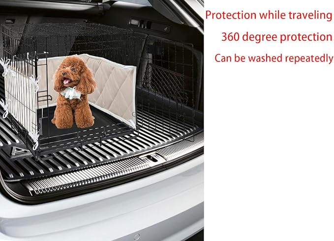 Dog Crate Bumpers With Ties - Apricot Training Pads, Safe and Comfortable Crate, Tail Protector (Bumper Only, Crate Not Included) 42"X28"X10"