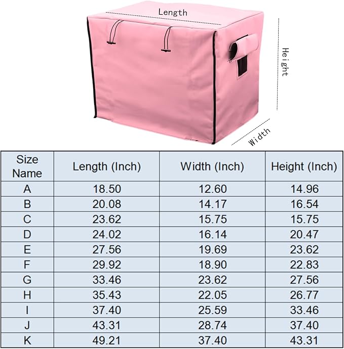 Dog Crate Cover Waterpoof Pink Pet Kennel Covers for Puppy Cat Indoor Outdoor Fit for 1 Door Wire Crate, 37.40x25.59x33.46 Inch