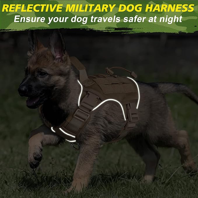 WINGOIN Tactical Dog Harness for Small Dogs No Pull Adjustable Pet Harness with Handle Reflective K9 Military Service Dog Vest for Walking Hiking Training (S)