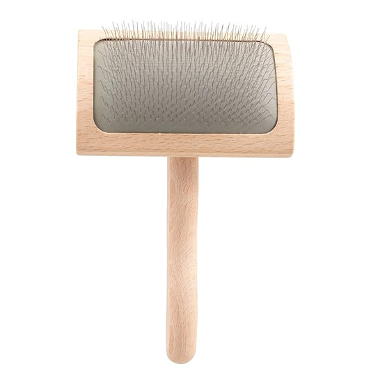 Chris Christensen Mark VI Curved Slicker Dog Brush, Groom Like a Professinal, Stainless Steel Pins, Lightweight Beech Wood Body, Ground and Polished Tips, Medium