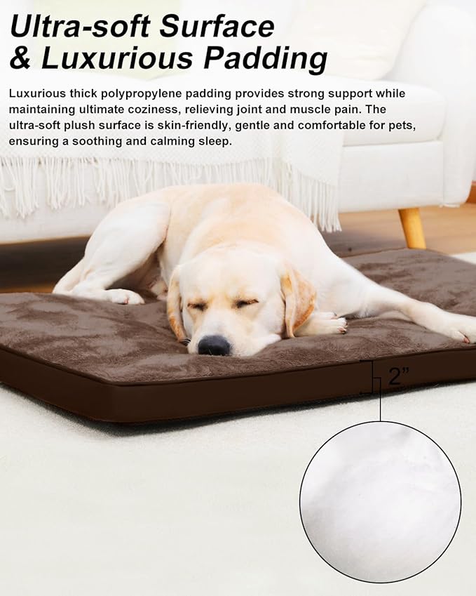 Dog Crate Bed for X Large Size Dogs,XL Washable Dog Kennel Pad Ultra Soft Pet Sleeping Mat for Cages,Anti-Slip Bottom,41x27 inch,Brown