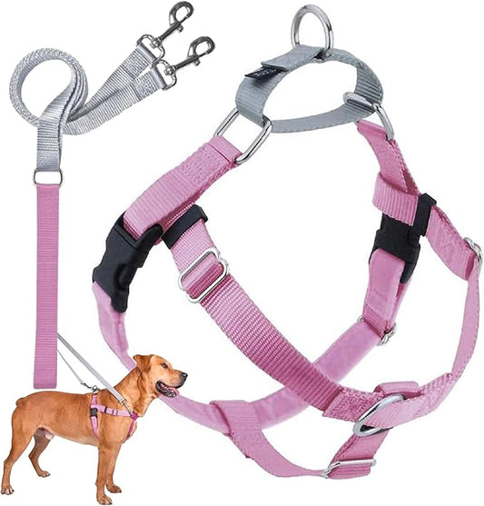 2 Hounds Design Freedom No Pull Dog Harness | Comfortable Control for Easy Walking |Adjustable Dog Harness and Leash Set | Small, Medium & Large Dogs | Made in USA | Solid Colors | 1" LG Rose
