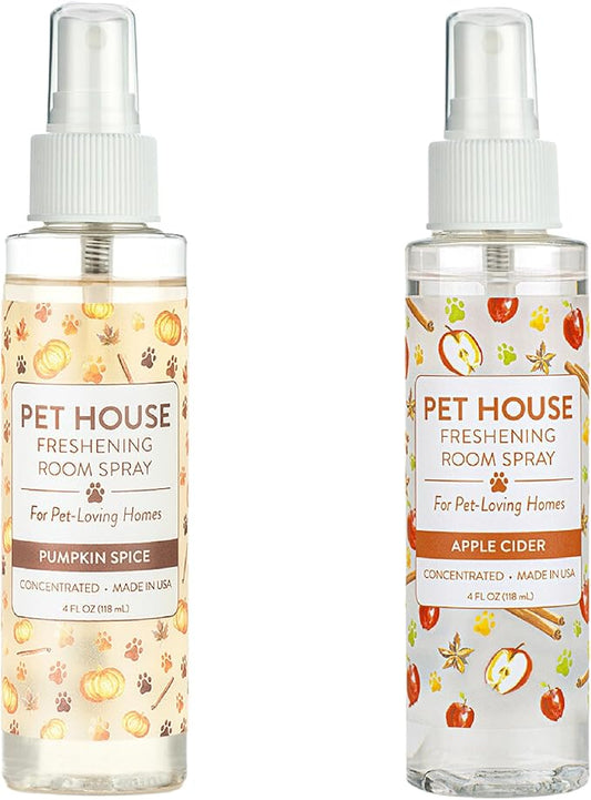 One Fur All Pet House Freshening Room Spray - Apple Cider/Pumpkin Spice Pack of 2 - Concentrated Air Freshener - Non-Toxic & Pet-Friendly Air Freshener - Pet Odor Eliminator Room Spray