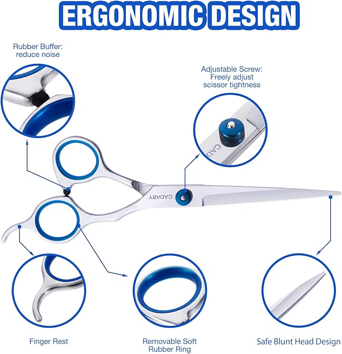 Dog Grooming Scissors Kit, 5 in 1 Dog Grooming Scissors, Professional Stainless Steel Pet Shears