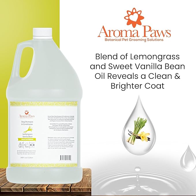 Dog Shampoo – Cleansing Wash, Conditioning, Moisturizing – Healthy Ingredients – Aromatic Grooming Puppy Shampoo – Tearless Cleaner, Lemongrass Vanilla Bean