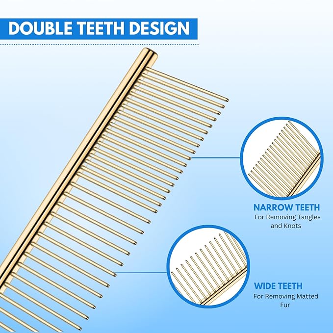 Pet Steel Comb Shears Professional Pet Grooming Comb Premium Stainless Steel Dematting Tool with Rounded Teeth for Dogs & Cats Best for Removing Knots,Tangles,Perfect for Long & Short Haired Pets