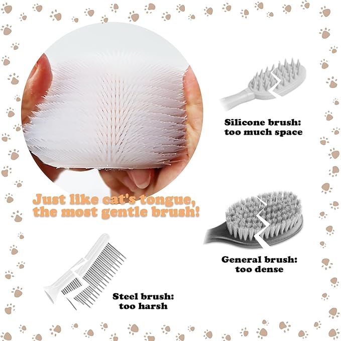 Cat Tongue Brush Soft Cat Grooming Gentle Hair Brush for Shedding Massage Includes Detangling Cleaning Claw