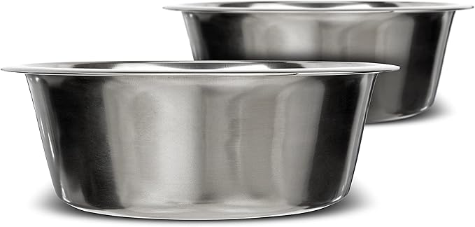 Neater Pet Brands Stainless Steel Dog and Cat Bowls (2 Pack) - Extra Large Metal Food and Water Dish (12 Cup)
