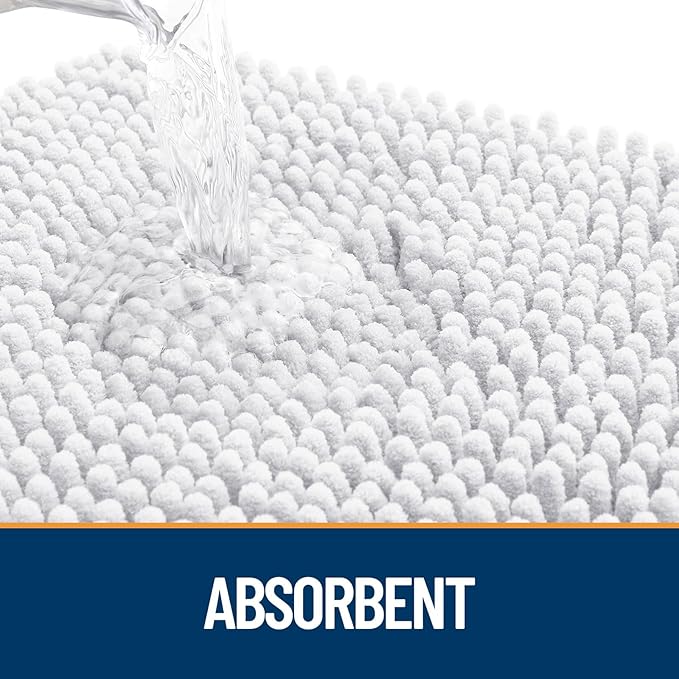 OLANLY Dog Door Mat for Muddy Paws 36x24, Absorbs Moisture and Dirt, Absorbent Non-Slip Washable Mat, Quick Dry Chenille, Mud Mat for Dogs, Entry Indoor Door Mat for Inside Floor, White