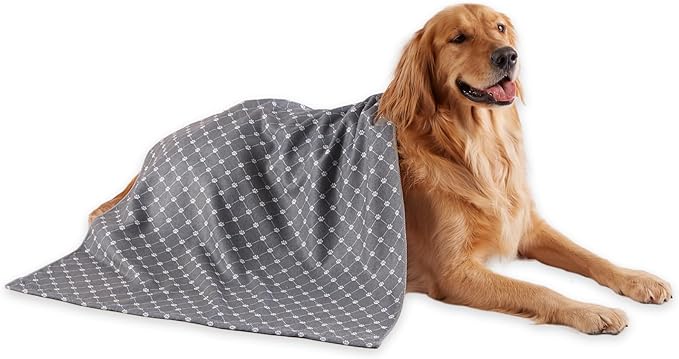 Bone Dry Pet Grooming Towel Collection Absorbent Microfiber X-Large, 41x23.5", Trellis Gray