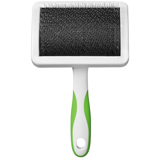 Andis 65710 Self-Cleaning Animal Slicker Brushes with Curved Stainless-Steel Bristles for All Breeds - Reduces Shedding by Up to 90%, Removes Tangles, Dirt & Loose Hair – Large, Green,Black