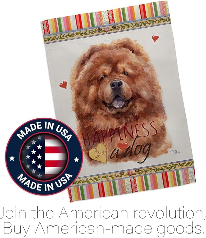 Breeze Decor Red Chow Happiness Garden House Flag Set Dog Puppy Spoiled Paw Canine Fur Pet Nature Farm Animal Creature Decoration Banner Small Yard Gift Double-Sided, Made in USA