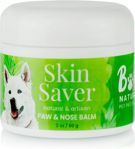 Paw & Nose Balm - All Natural & Vegan Skin Saver for Dogs & Cats - Paw Cream & Lotion for Protecting Dry Paws, Noses & Elbows (2 oz / 60 g Jar)