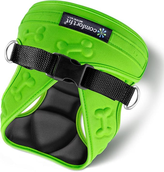 Comfort fit Cold Weather Dog Harness - Adjustable Dog Harness Small Sized Dog Medium Sized Dogs - Ideal as Easy Walk Dog Vest Harnesses (Neon Green, Chest Size 12" - 14")