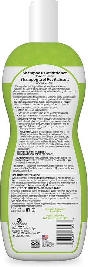 Espree Intense Itch Relief Dog Shampoo & Conditioner, Anti Itch Shampoo for Dogs, Soothes Dog Irritated & Itchy Skin, Plant-Based Moisturizing Formula for Sensitive Skin Relief, Sulfate-Free, 20oz