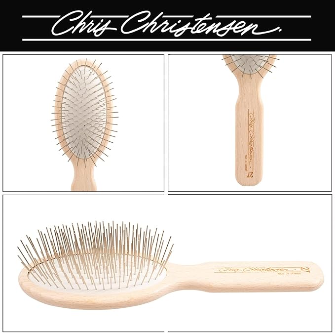 Chris Christensen Dog Brush, 27 mm Oval Pin Brush, Original Series, Groom Like a Professional, Stainless Steel Pins, Lightweight Beech Wood Body, Ground and Polished Tips