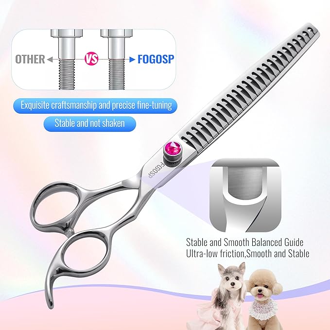 Chunkers Dog Grooming Scissors 7.5 in Professional Thinning Shears for Dogs Pet Grooming Scissors Chunkers Shears Dog Grooming Japan 440C 70% Thinning Rate 24 Teeth(7.5'',Chunkers)