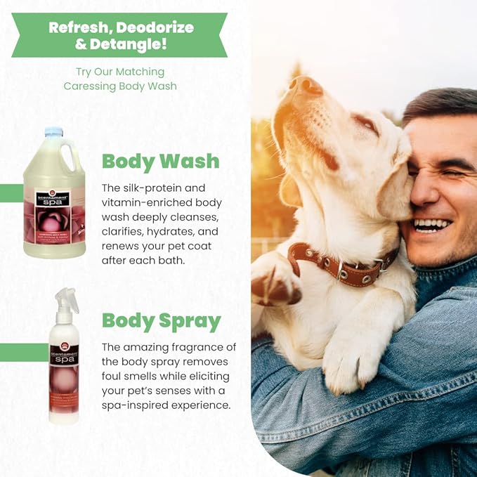 Best Shot Scentament Spa Botanical Body Splash, Body Spray Conditioner for Pets, Cat and Dog Cologne Spray, Soft Mimosa Nectar, 8 Oz.
